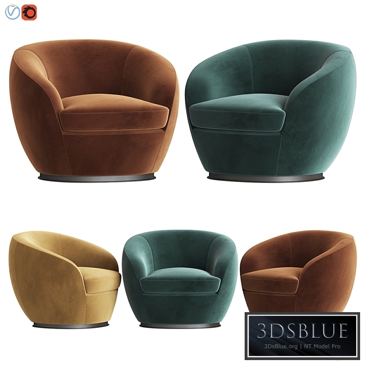 Luxury Italian Designer Velvet Swivel Armchair