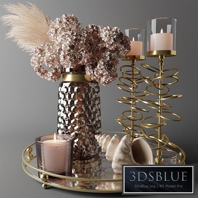 Bouquet of dry hydrangea and pampas grass with a sink