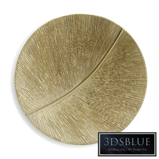 Round wall panel leaf curcle gold