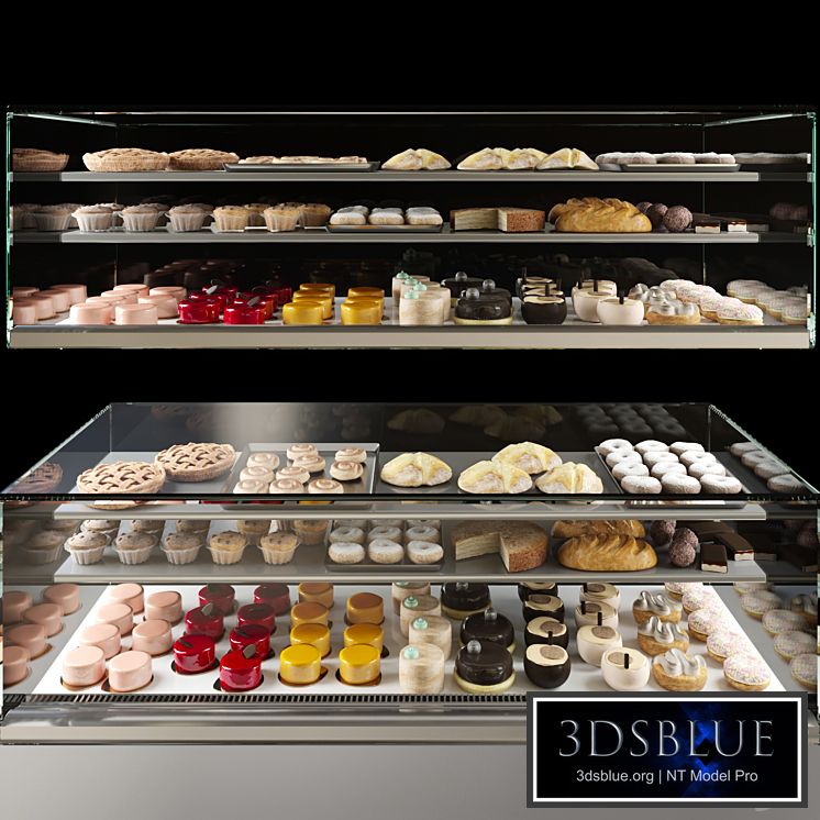 Showcase in a pastry shop with desserts, sweets and other different cakes 4