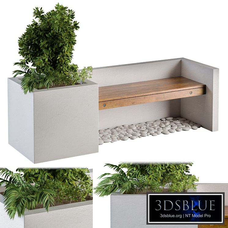 Outdoor Bench with FlowerBox