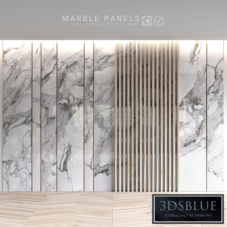 Marble panels with planks