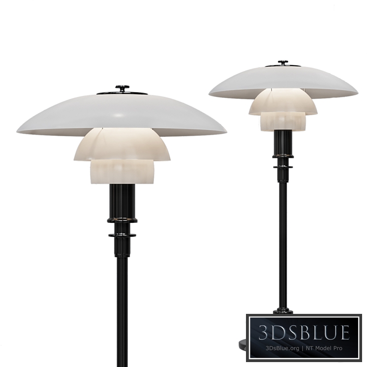 Table lamp Louis Poulsen black PH3 / 2 white glass