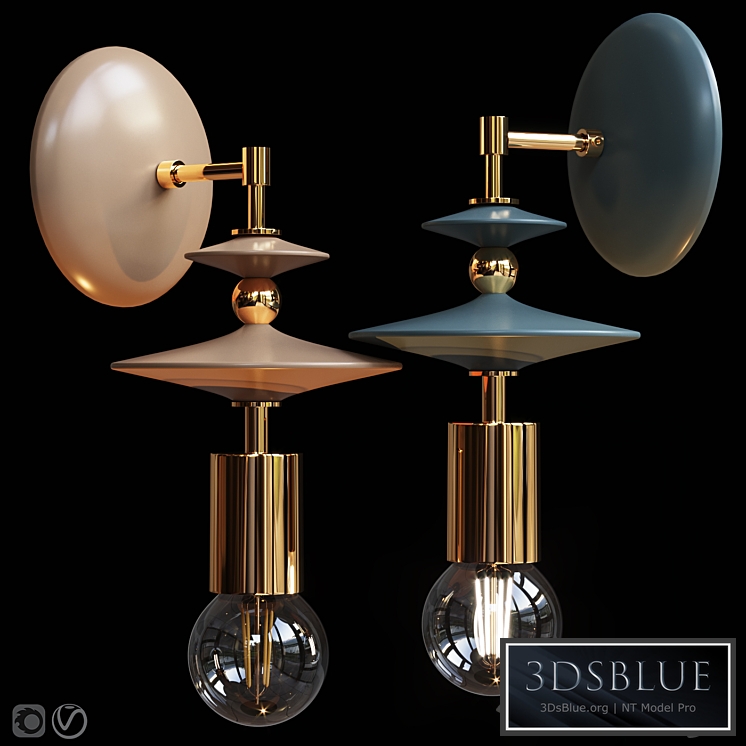 Wall lamp Beaded Saucers Sconce Gray, Terracotta