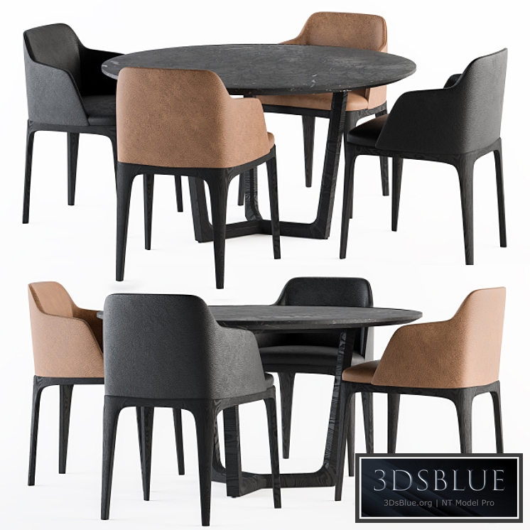 Poliform Dinning-Round Table and Grace Chair