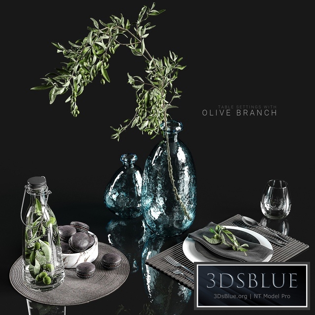 Table settings with olive branch