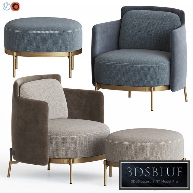 Minotti Tape Armchair & Ottoman