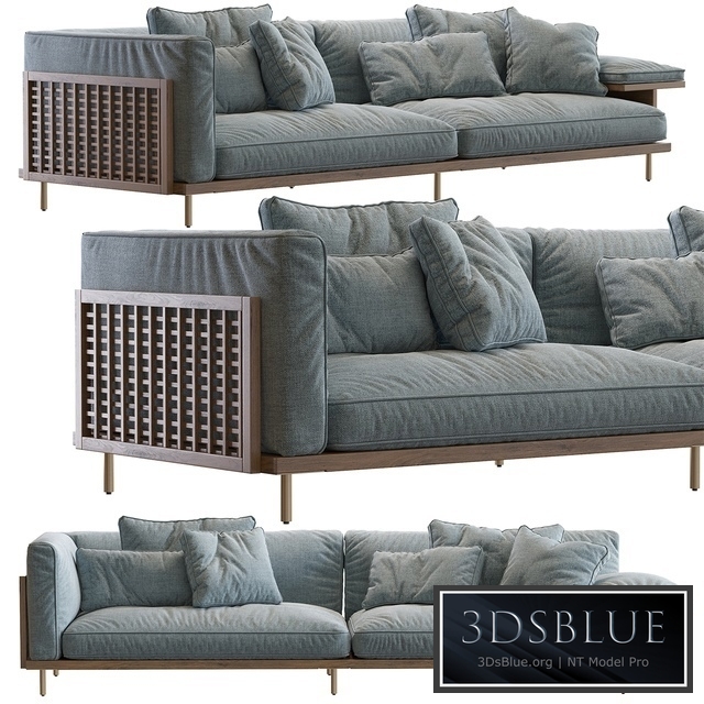 122 Belle Reeve Sofa Brass & Walnut