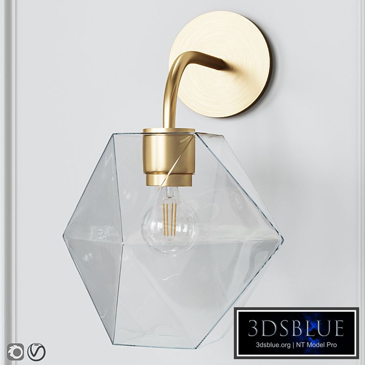 West Elm Sculptural Glass Faceted Sconce Clear