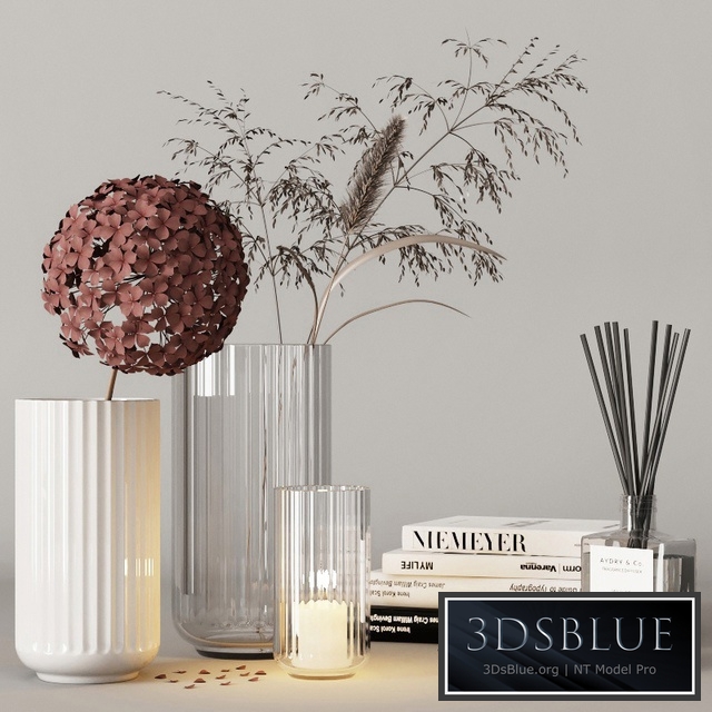 decorative set with hydrangea and field plants 08