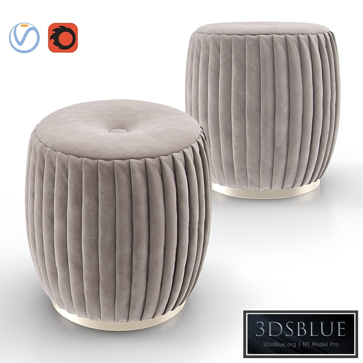 BELLA Beige Velvet Ottoman