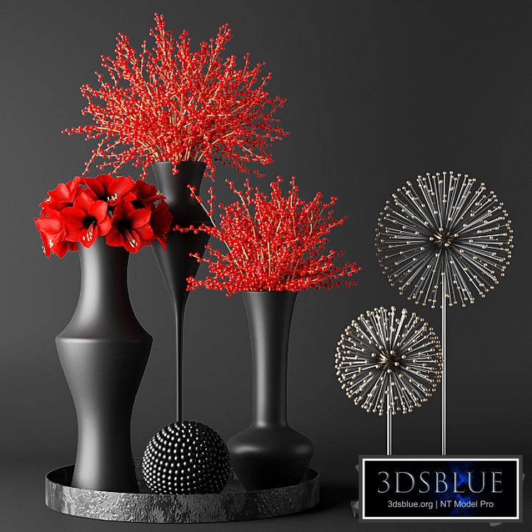 Bouquets with red flowers and berries.