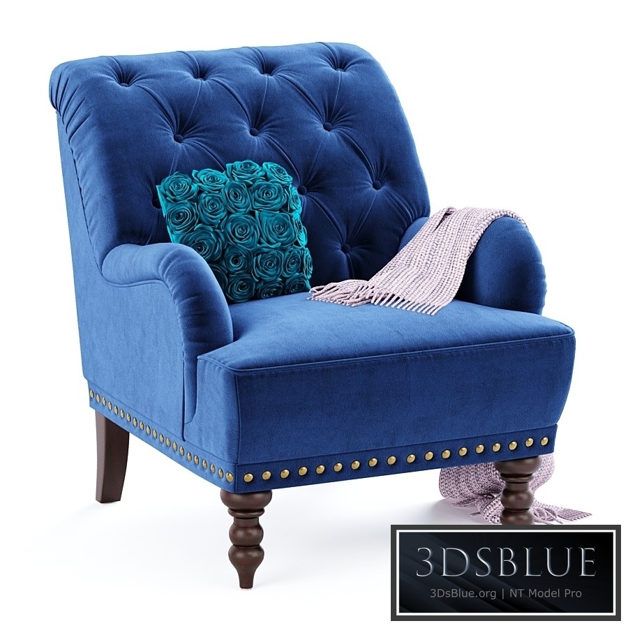 Navy Blue Velvet Armchair