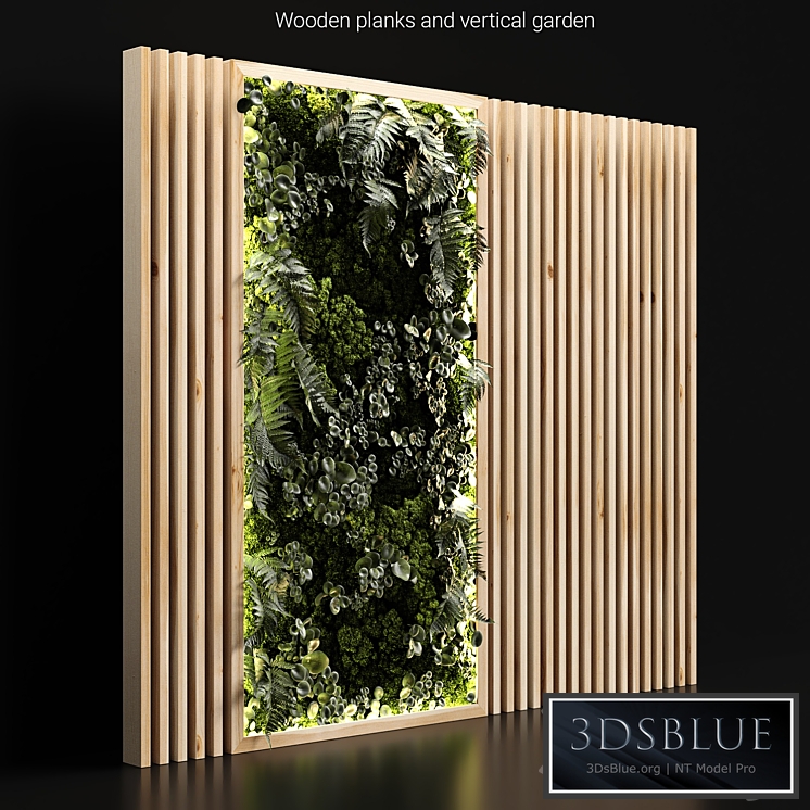 Wooden planks and vertical garden