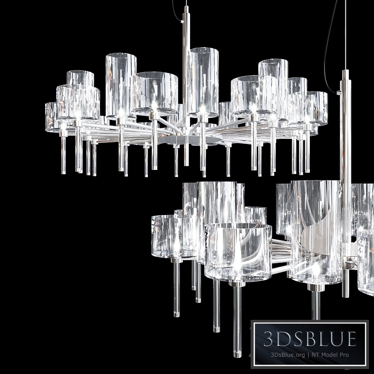 Chandelier AXO Light Spillray SP lamps 20 glass smoke