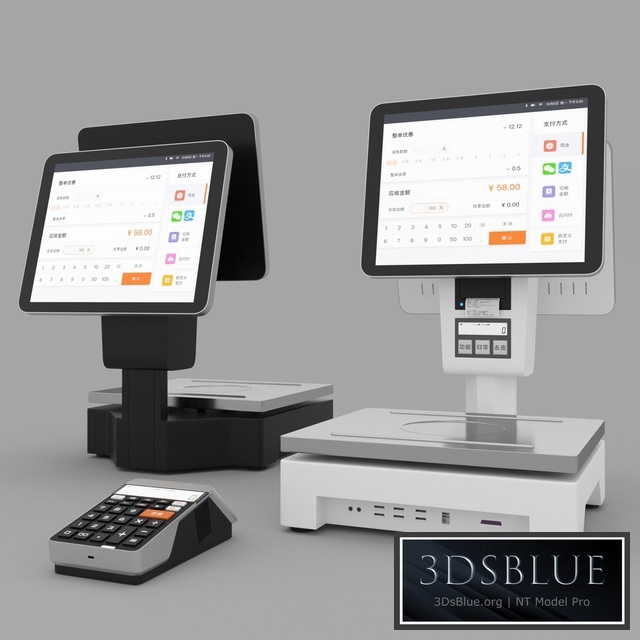 cashier with QR code scanner