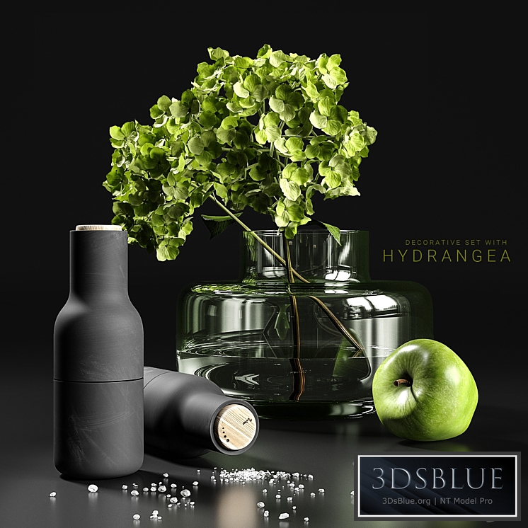 Decorative set with hydrangea