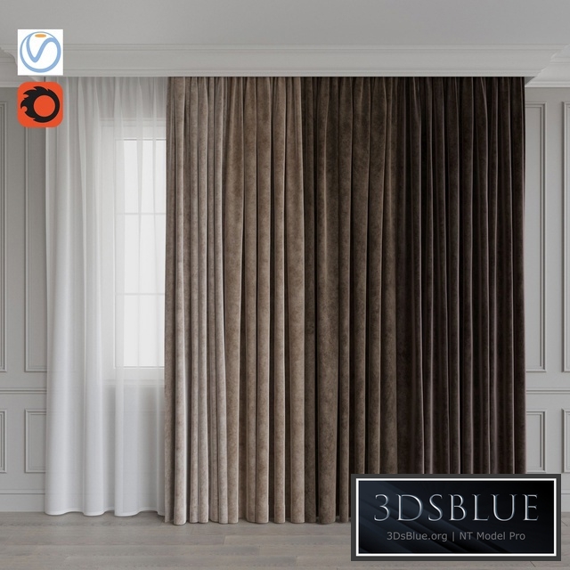 Set of curtains from velvet 27. Beige gamut