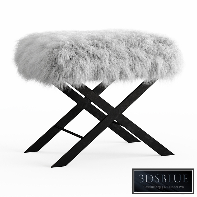 X Frame Bench White Mongolian Lamb