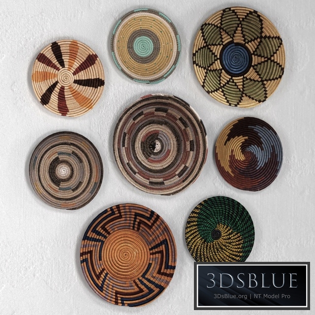 Wicker African wall baskets.