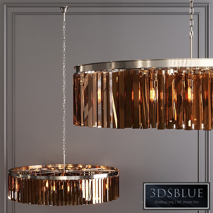 Restoration Hardware 1920S ODEON RHYS SMOKE GLASS PRISM ROUND CHANDELIER 43 Nickel