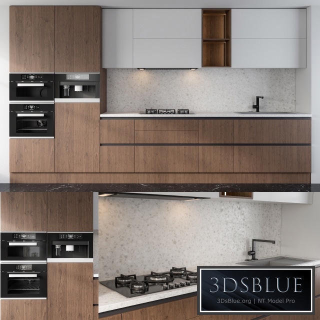 Kitchen white and wood