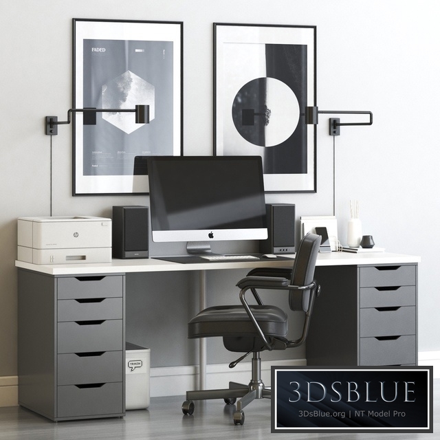 IKEA workplace with ALEX table and ALEFJALL chair