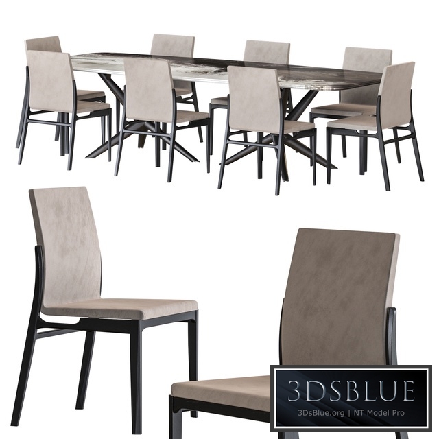 Cattelan Italia Atlantis Crystalart Table and Ginevra Chair Dining Set