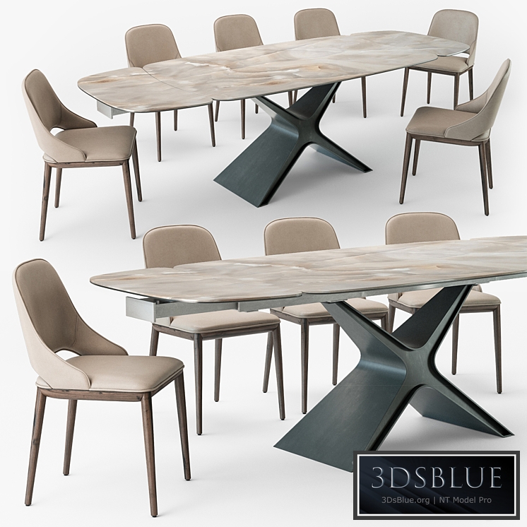 Tonin Casa Calliope table Malva chair