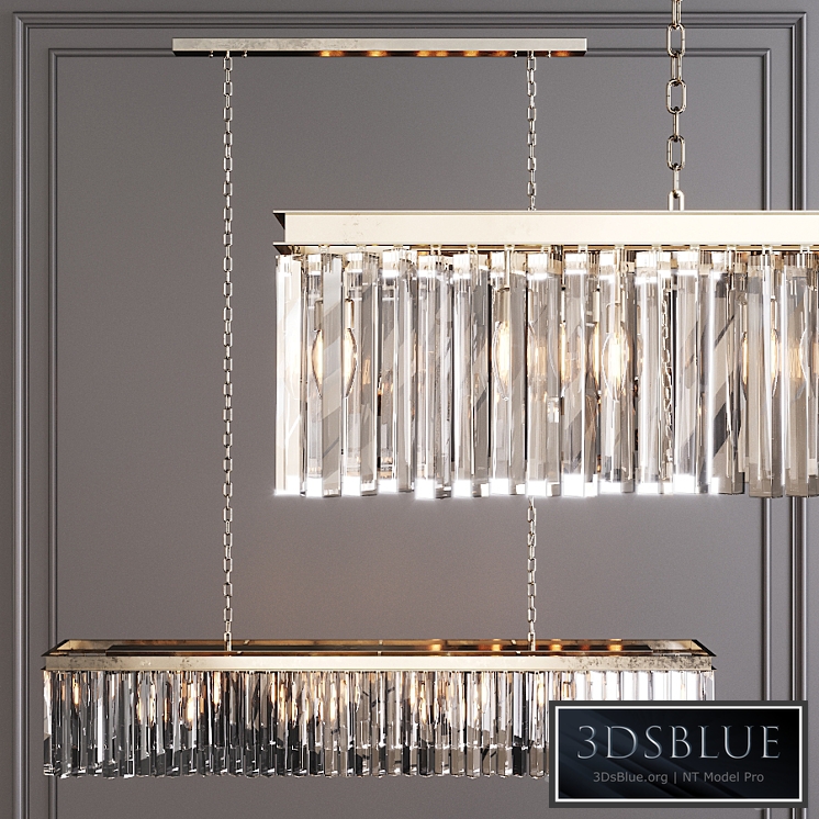 Restoration Hardware 1920S ODEON RHYS CLEAR GLASS PRISM RECTANGULAR CHANDELIER 59 Nickel