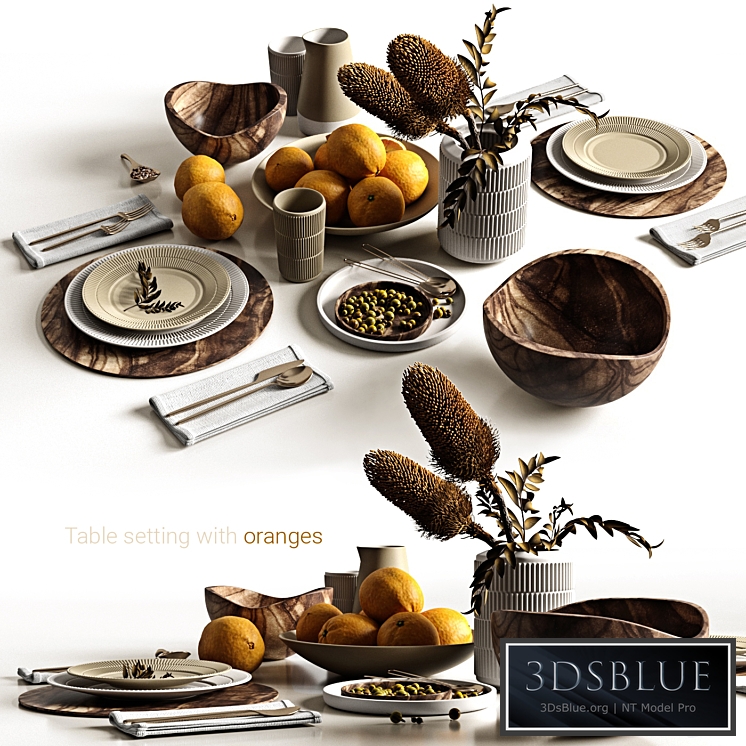 Table setting with oranges