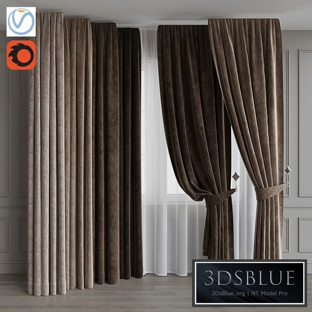 Set of curtains from velvet 37. Beige gamut