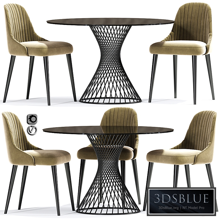 Calligaris Vortex Table And Strip Chair