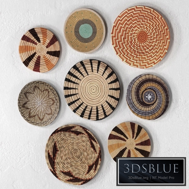 Wicker African wall baskets