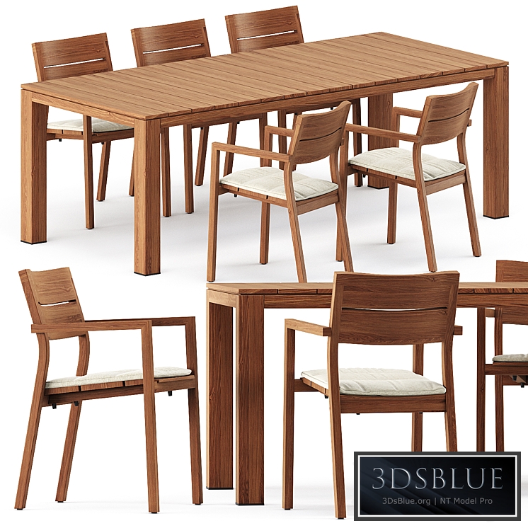 KOS armchair, Kos Teak Table by Tribu