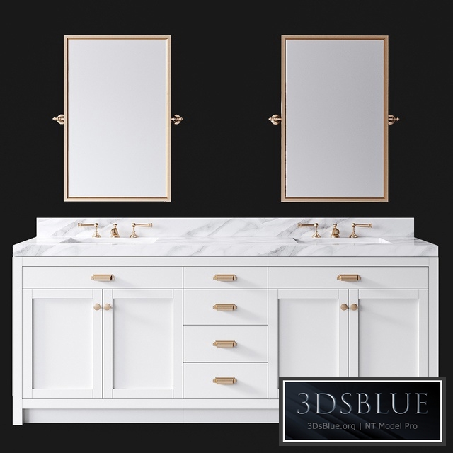 Pottery Barn Davis White Almond Double Sink Vanity