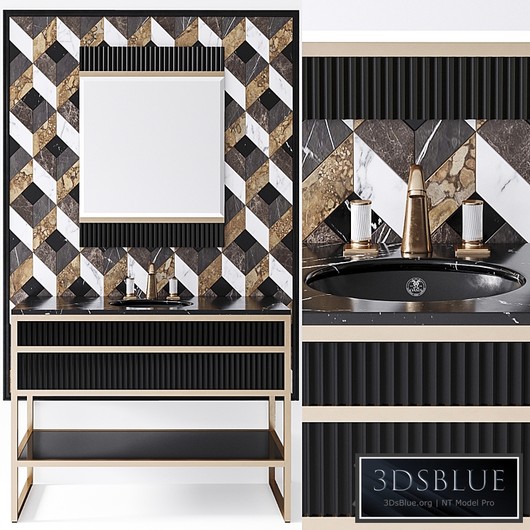 Oasis Academy noir marquinia brass console