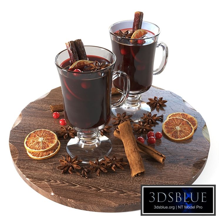 Mugs with Mulled Wine and Spices