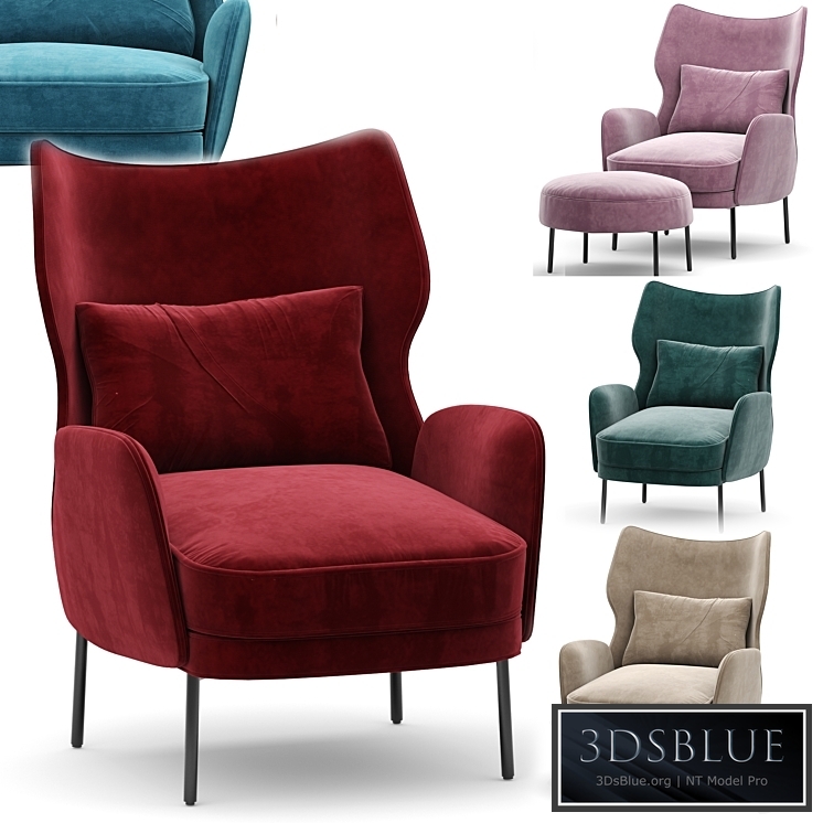 Alex Navy Velvet Accent Chair Crate and barrel