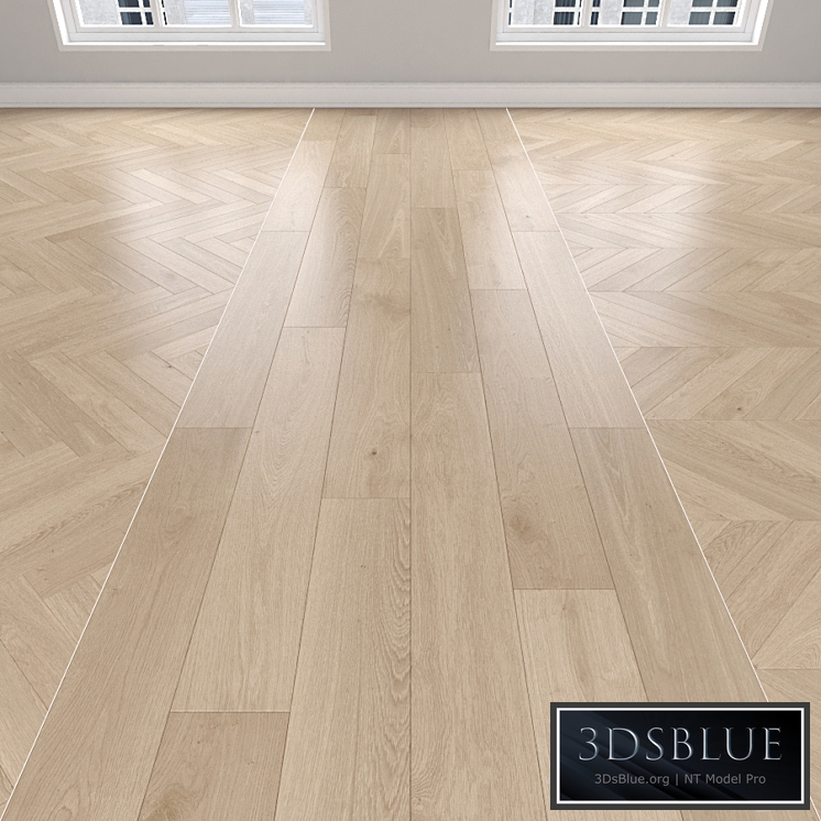 Parquet Oak cream, 3 types: herringbone, linear, chevron.