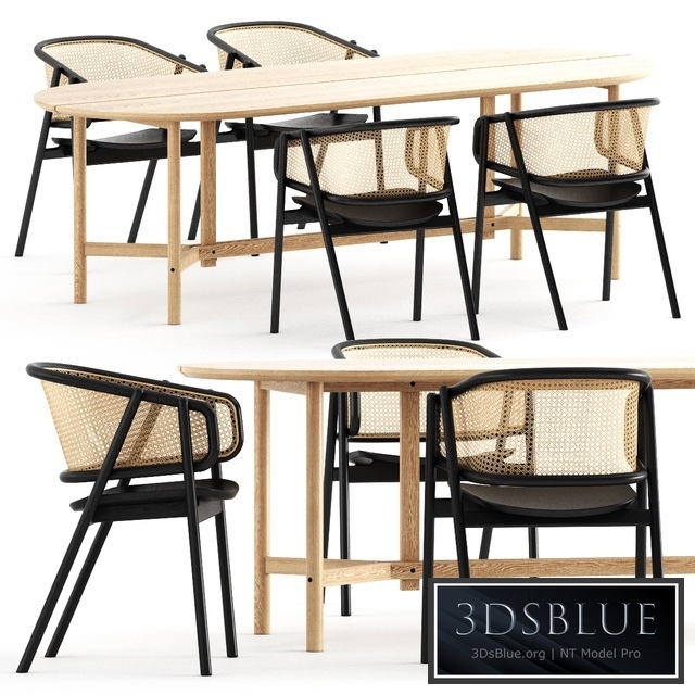 CANE ARMCHAIR - 01, ARCH TABLE - Y BASE