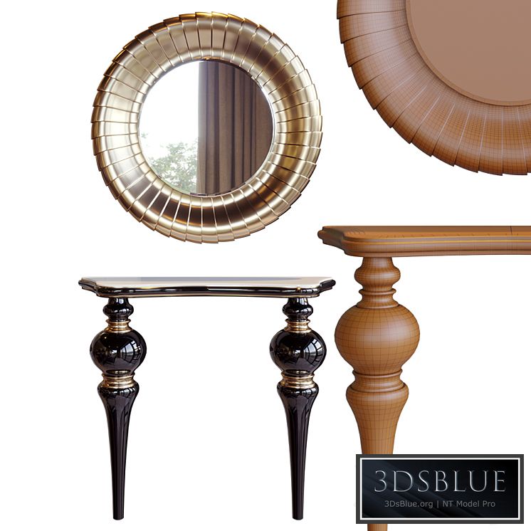 Console and round mirror