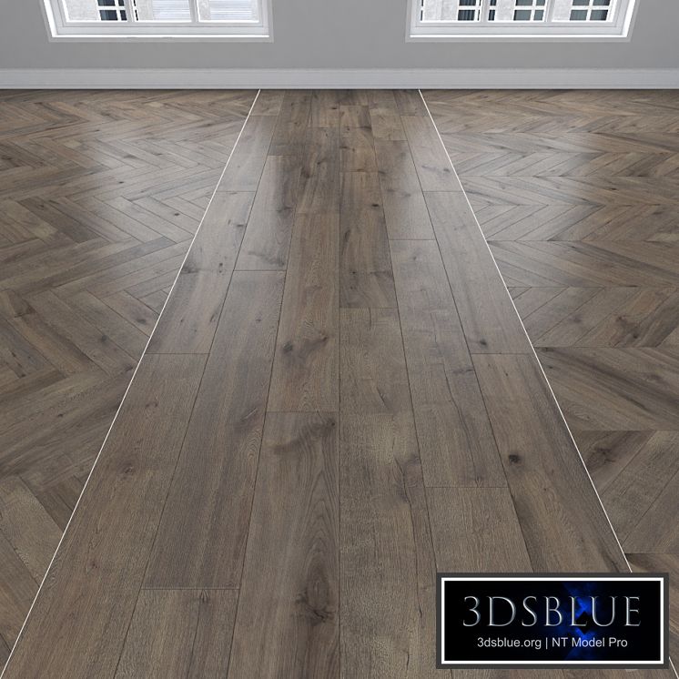 Parquet Oak smoky, 3 types: herringbone, linear, chevron.