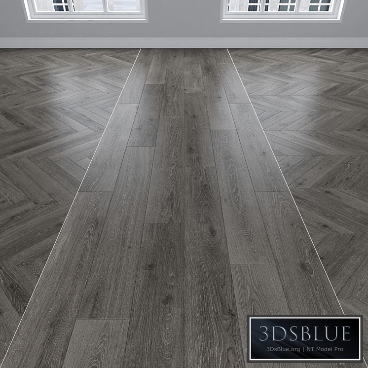 Parquet Oak gray, 3 types: herringbone, linear, chevron.