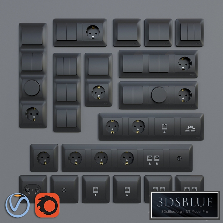 Sockets and switches Schneider Electric Glossa | Graphite