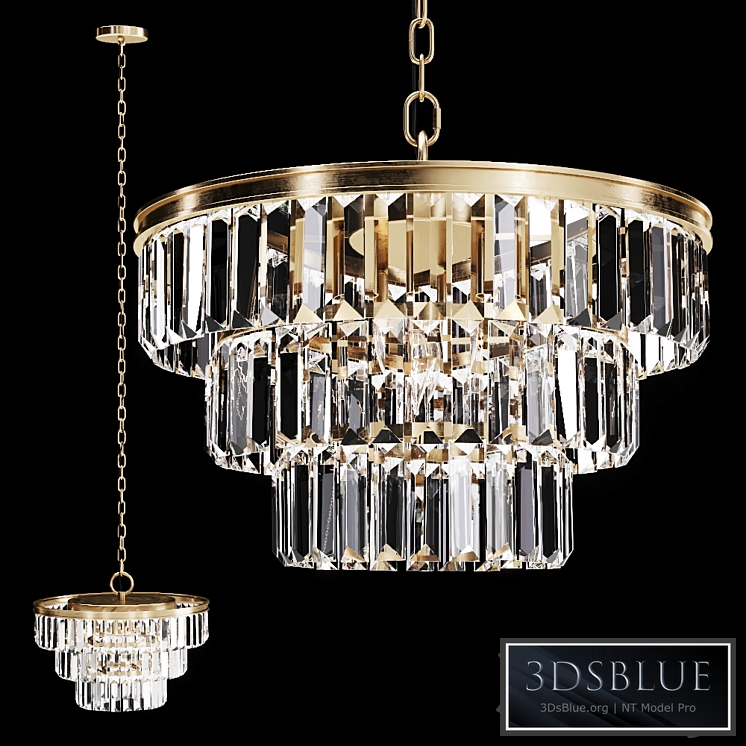 Restoration Hardware ALAINE CRYSTAL CLEAR GLASS 3-TIER CHANDELIER Brass