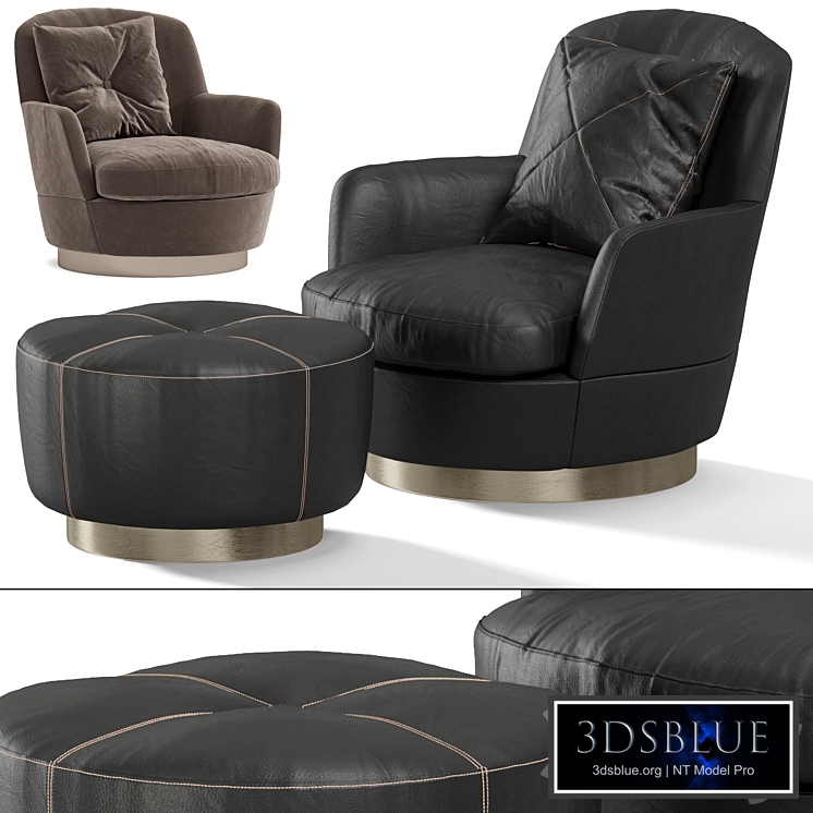 Minotti HIGH ARMCHAIR, OTTOMAN