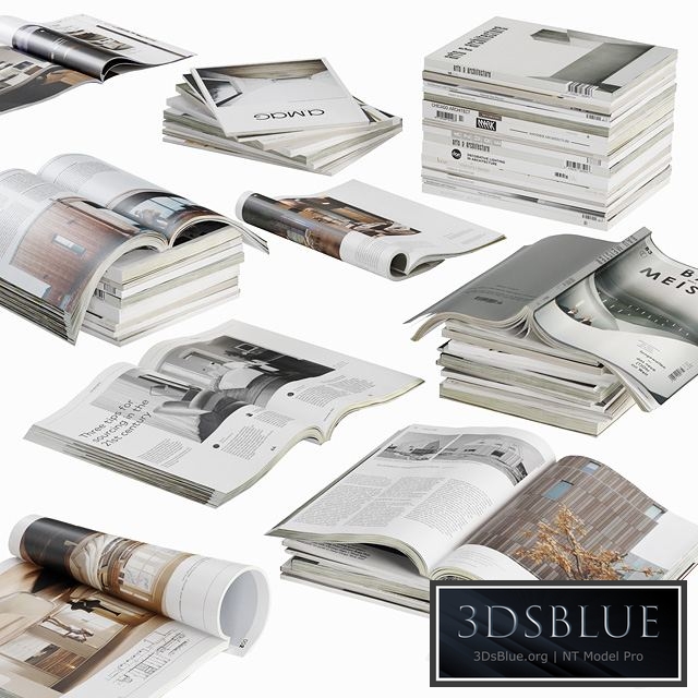 Opened magazines stack set