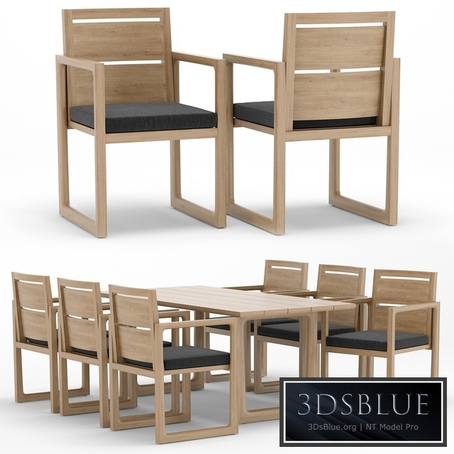 RH Outdoor Navaro restangular table-chair