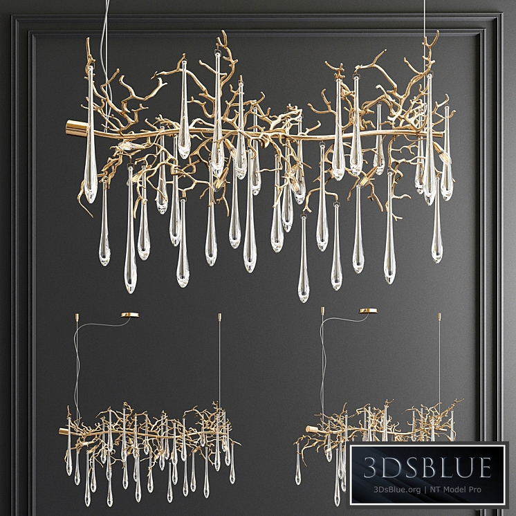 Aqua Horizontal Chandelier by Serip Lighting